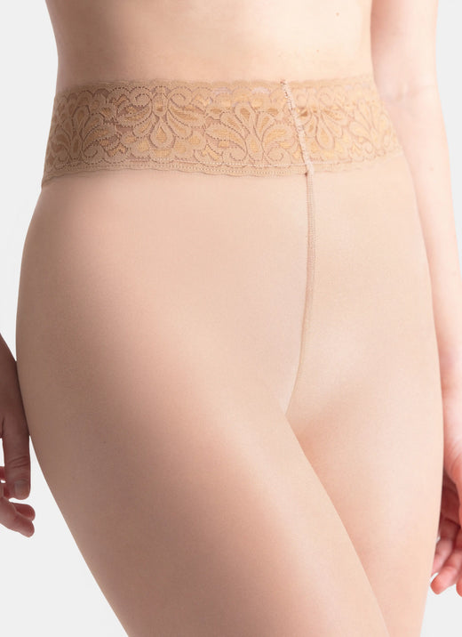 5er-PACK: Strumpfhosen mit Spitzenbund | nadotec KRÁSY | 30 DEN beige