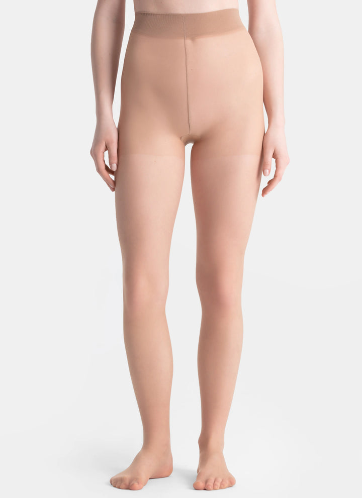 5er-PACK: Klassische Strumpfhosen mit transparenter Spitze | nadotec DUŠE | 20 DEN beige
