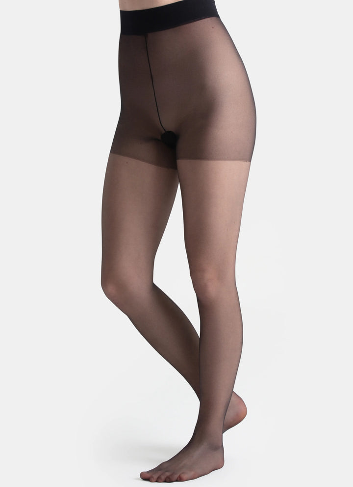 5er-PACK: Klassische Strumpfhosen mit transparenter Spitze | nadotec DUŠE | 20 DEN schwarz