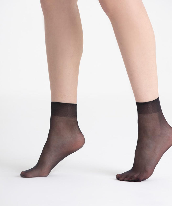 5er-PACK: Socken mit transparenter Spitze | nadotec INVISIBLE STEP | 8 DEN schwarz