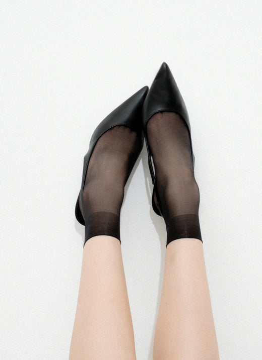 Socken mit transparenter Spitze | nadotec INVISIBLE STEP | 8 DEN schwarz
